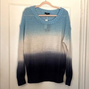 J. Crew Blue and White Crew Neck ombré sweater